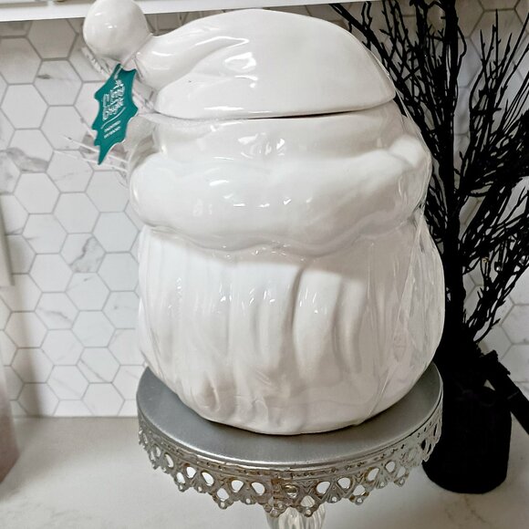 NEW! CHRISTMAS SANTA WHITE COOKIE JAR - Picture 3 of 6